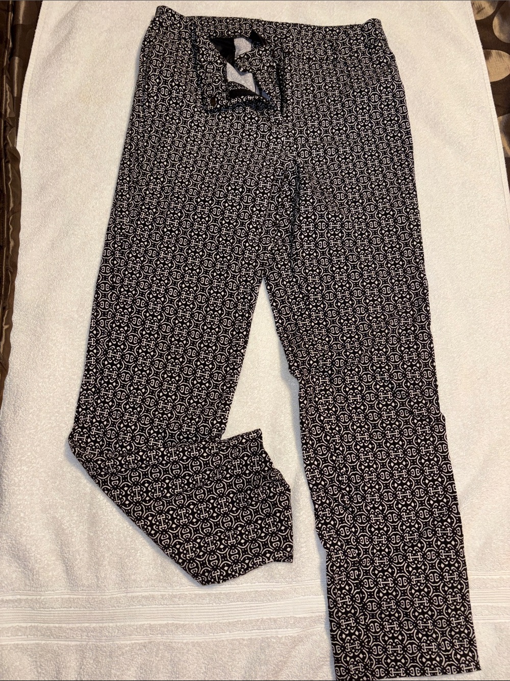 Rafaella Black and White Ankle Pants - Geometric Print